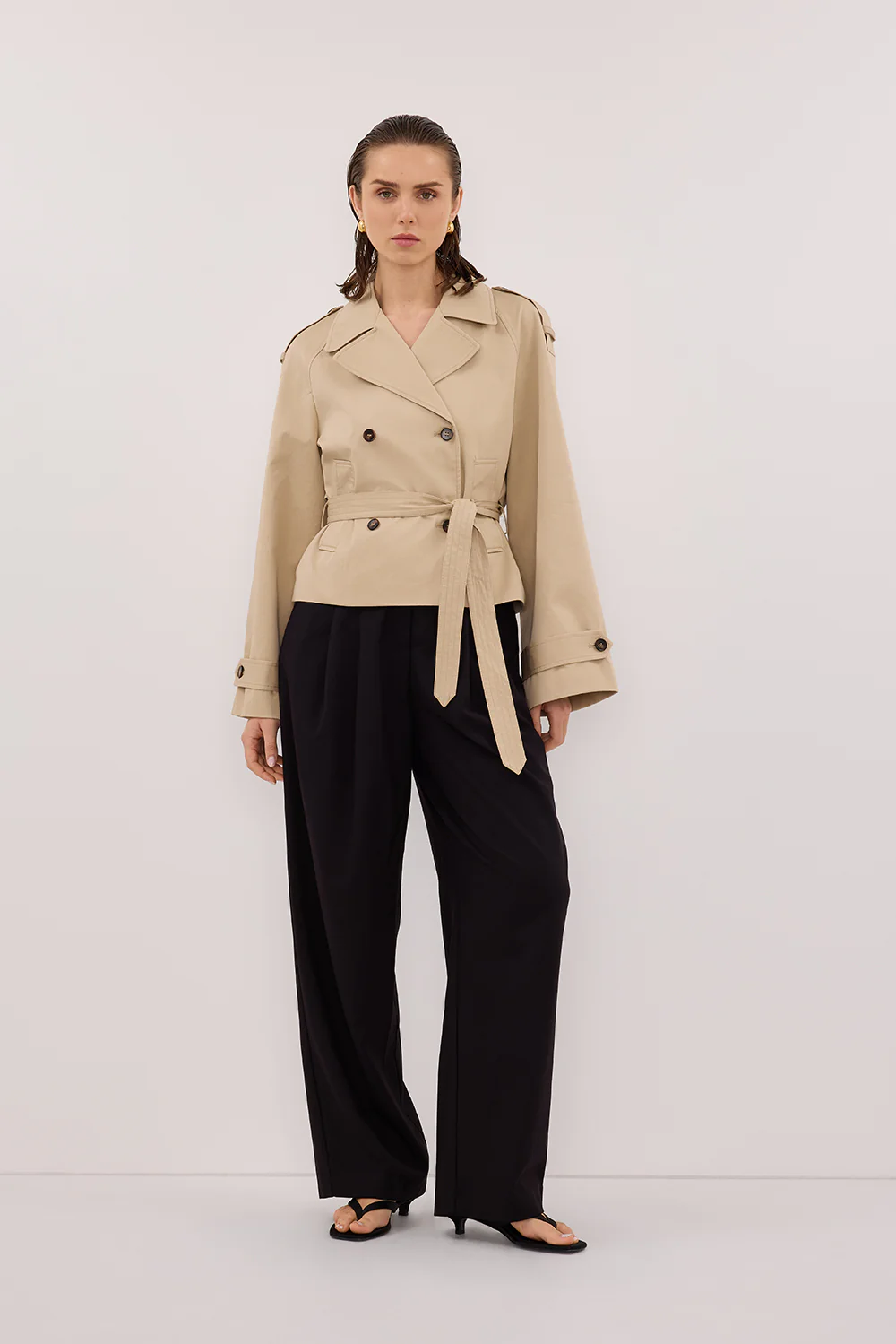 GABRIEL NATURAL CROPPED TRENCH COAT - Gamepaces