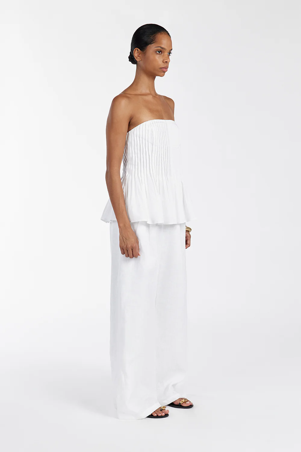 PAIGE WHITE LINEN BLEND STRAPLESS TOP - Gamepaces