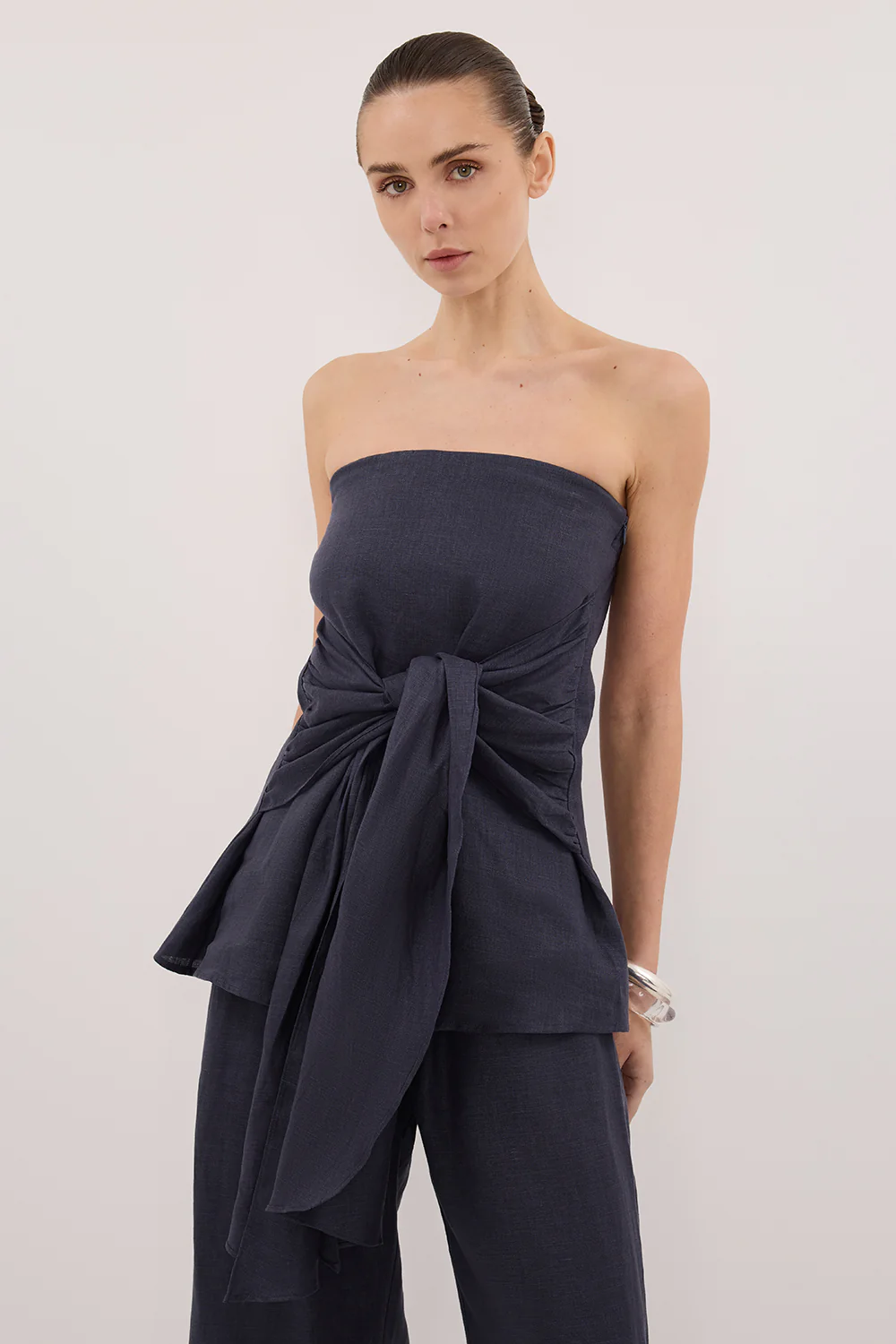 PIPPY INDIGO LINEN STRAPLESS TOP - Gamepaces