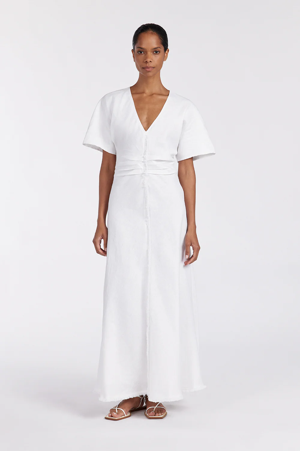 ZAHARA WHITE FRINGING MIDI DRESS - Gamepaces