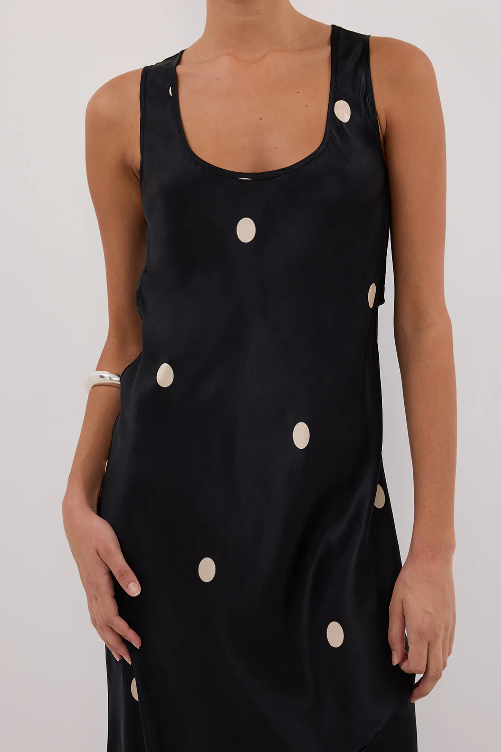 LAURA BLACK SPOT SILK MAXI DRESS - Gamepaces