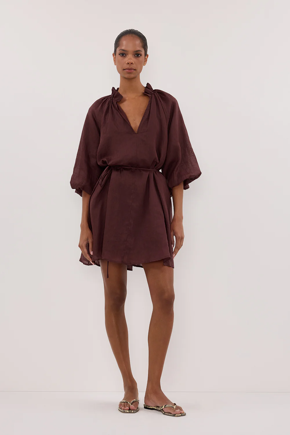 ELLIE WALNUT RAMIE SMOCK DRESS - Gamepaces
