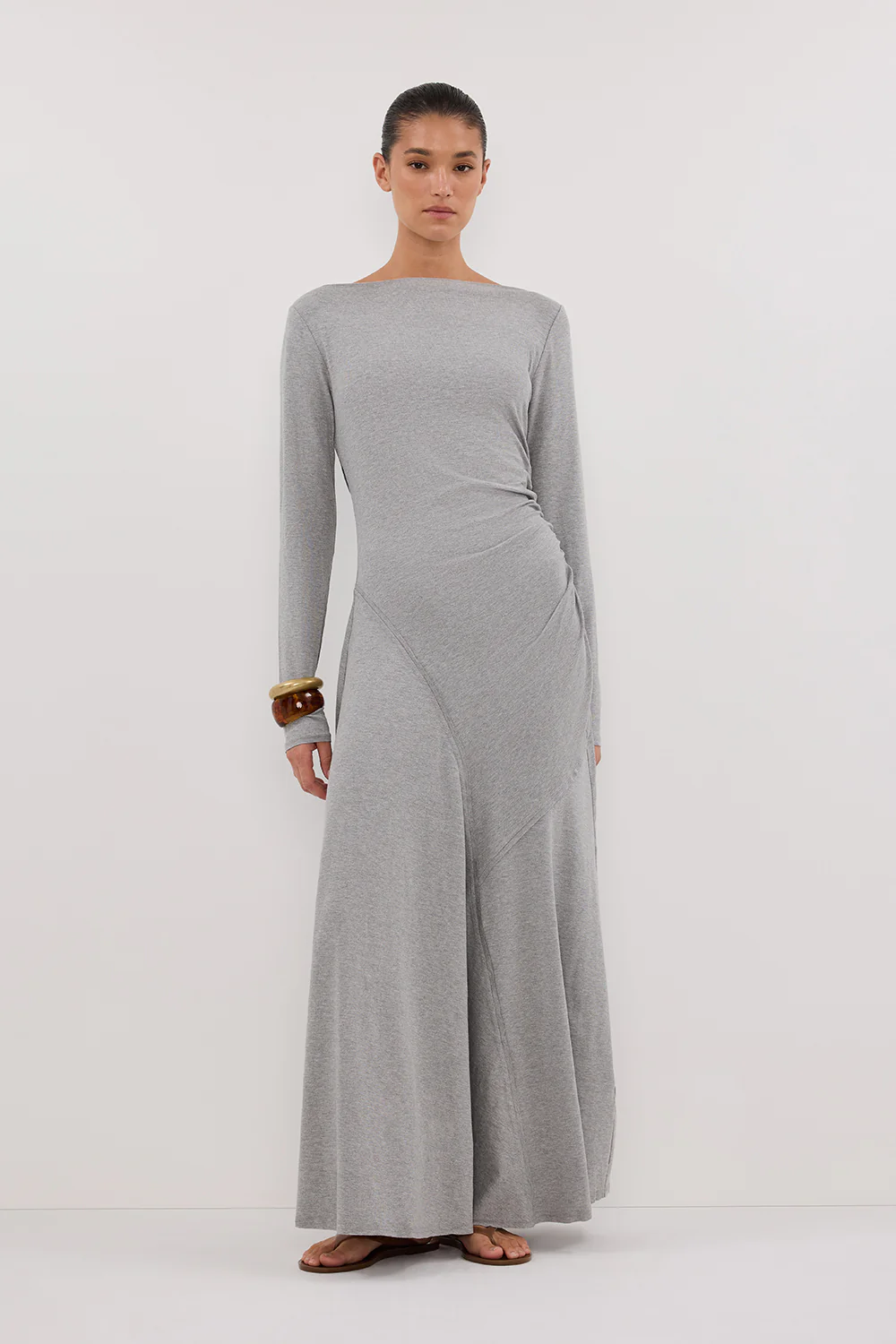 HADLEY SILVER LONG SLEEVE KNIT MAXI DRESS - Gamepaces