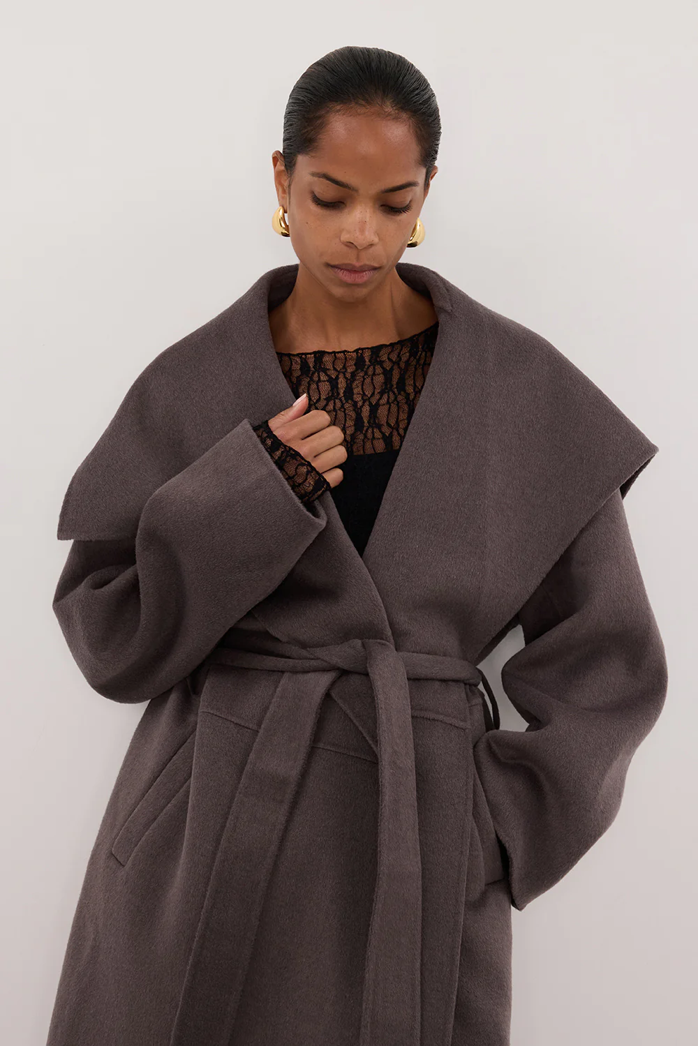 LUCIA TURKISH COFFEE OVERSIZED MARLE COAT - Gamepaces