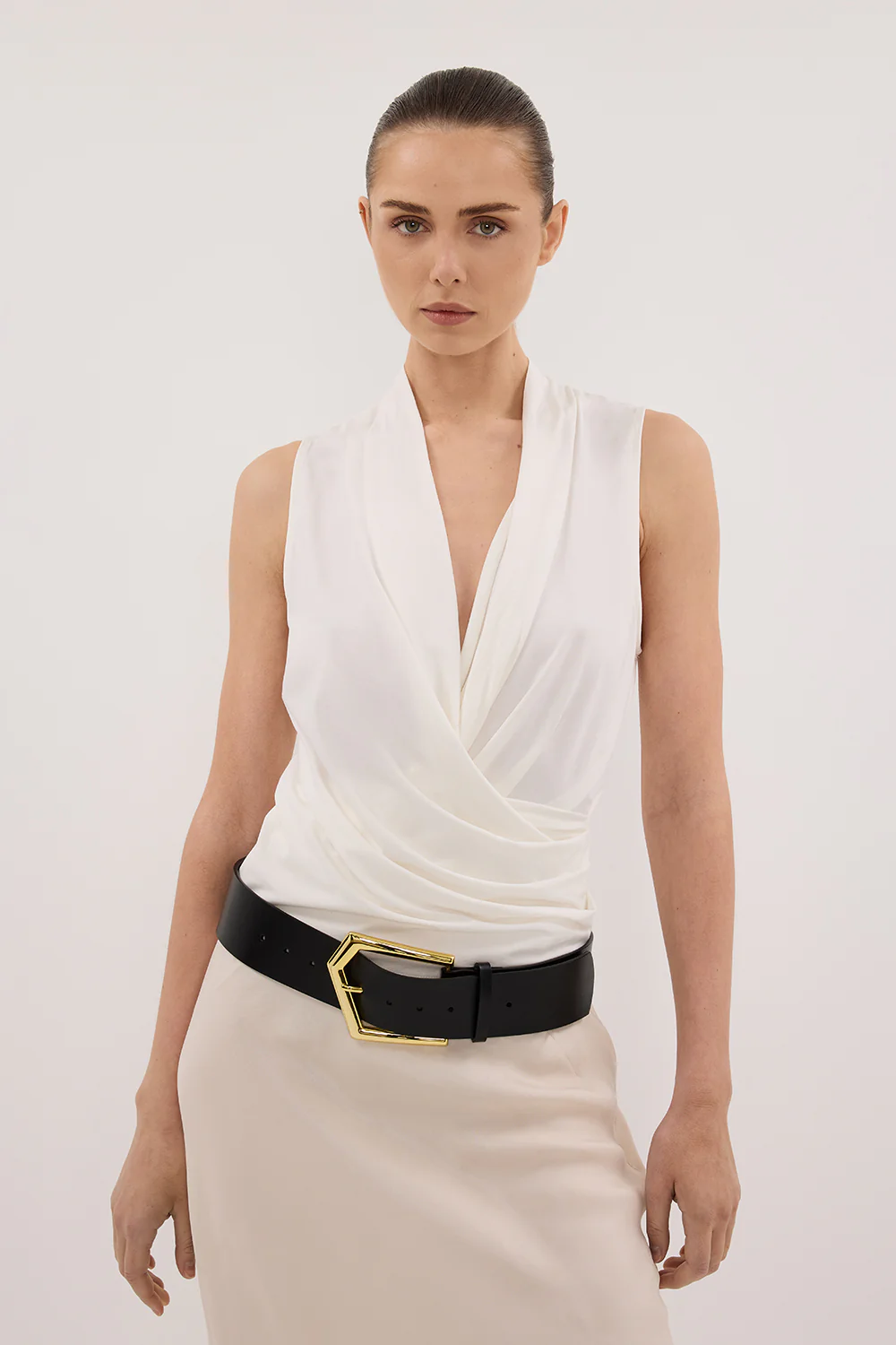 FELICITY OFF WHITE SLEEVELESS WRAP TOP - Gamepaces