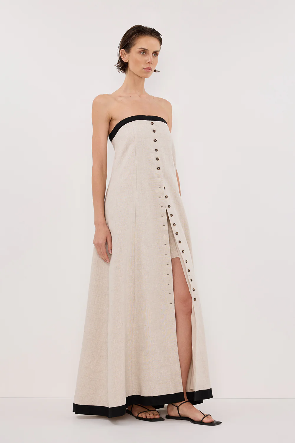 EBONY NATURAL STRAPLESS MIDI DRESS - Gamepaces