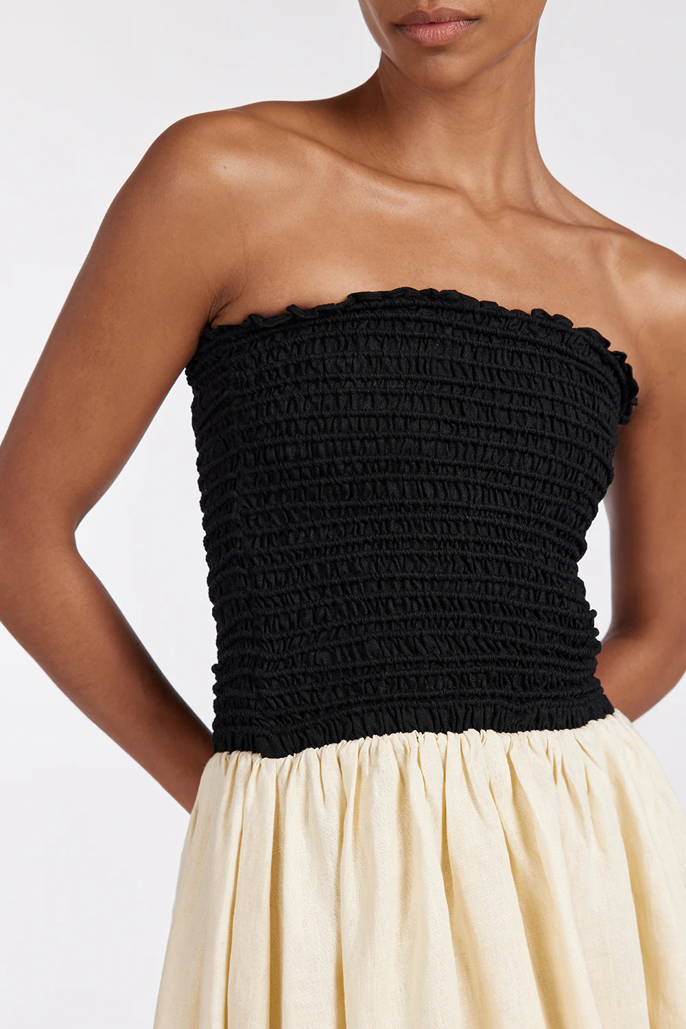 LEN BLACK STRAPLESS MIDI DRESS - Gamepaces