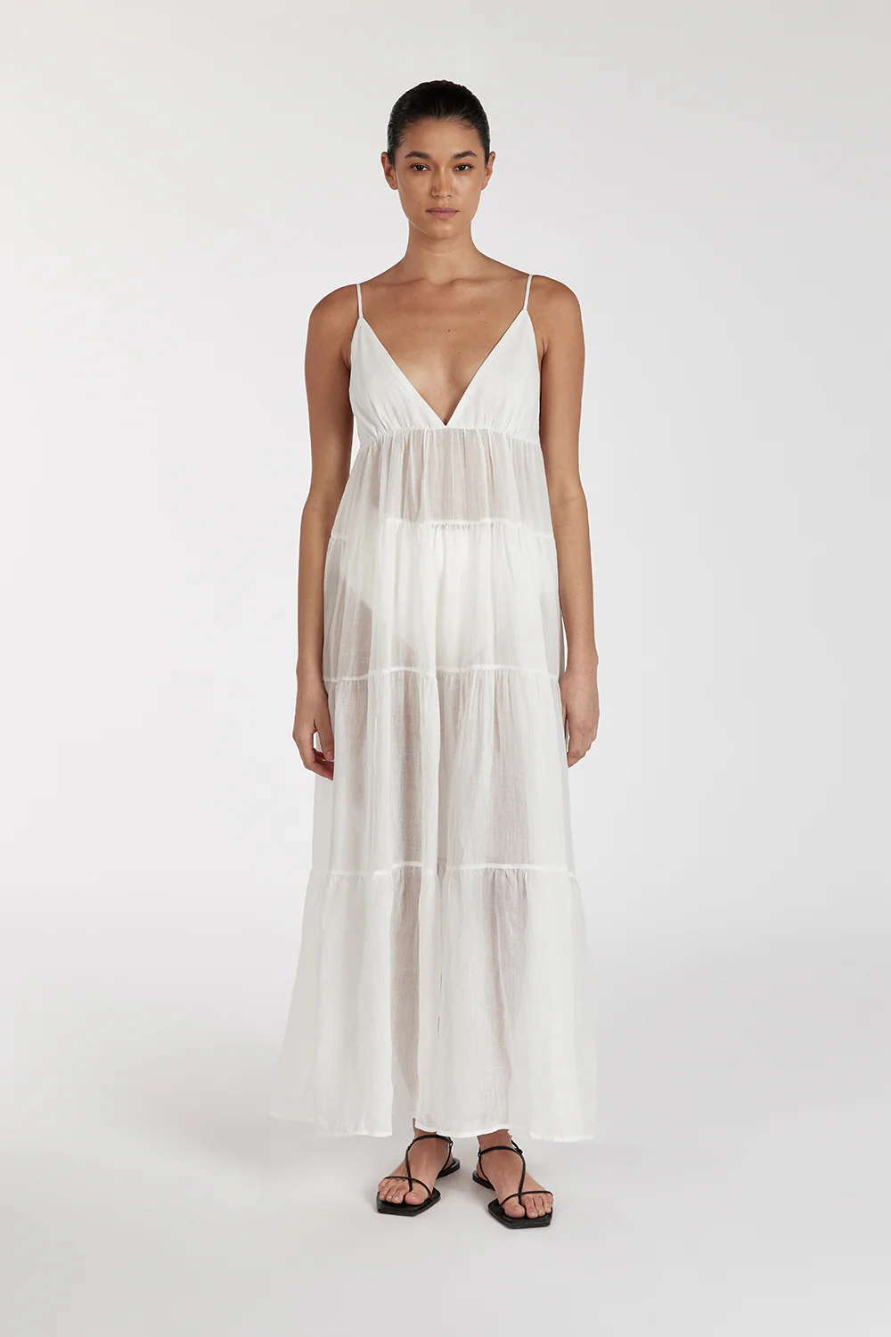 LIZA WHITE RAMIE MIDI DRESS - Gamepaces