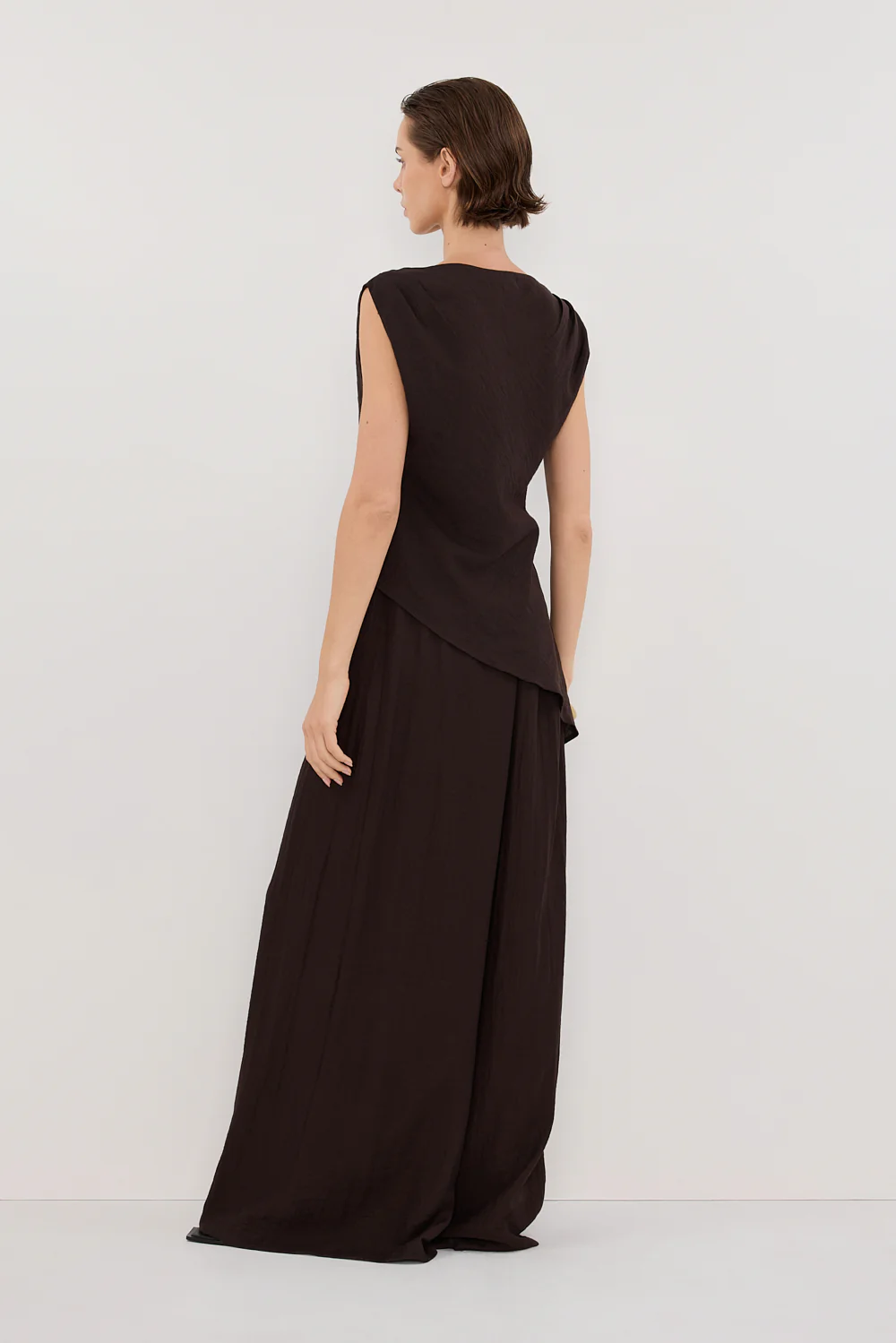 SHYLA BITTER CHOC ASYMMETRICAL TOP - Gamepaces