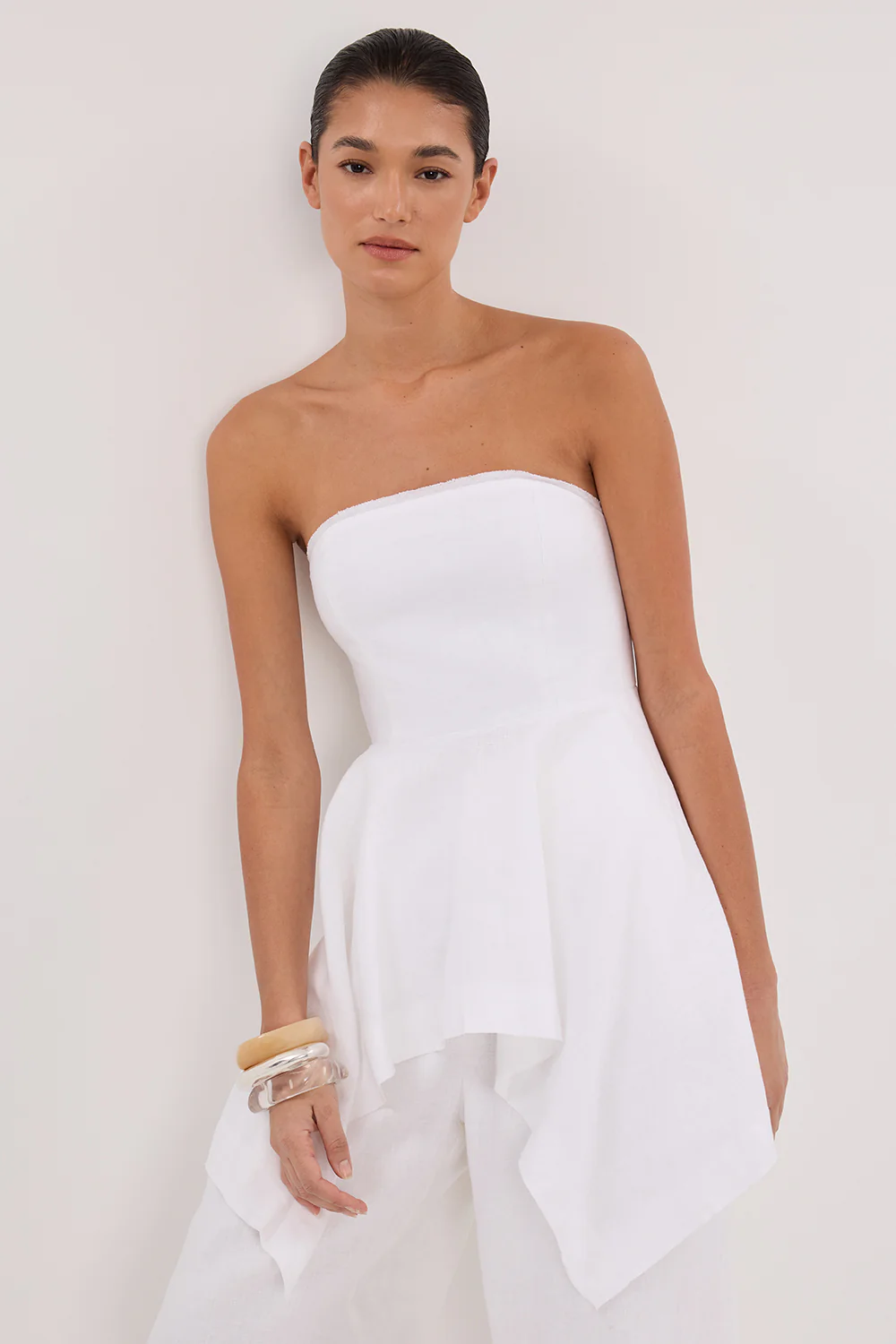 LUNA WHITE LINEN HANDKERCHIEF TOP - Gamepaces