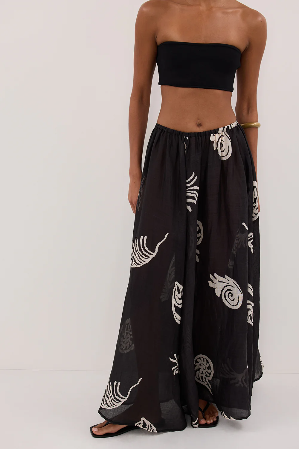 POSITANO BLACK RAMIE MIDI SKIRT - Gamepaces