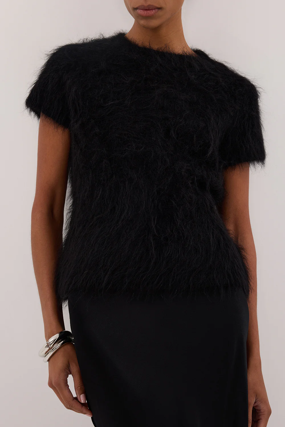 SALMA BLACK CAP SLEEVE KNIT TOP - Gamepaces