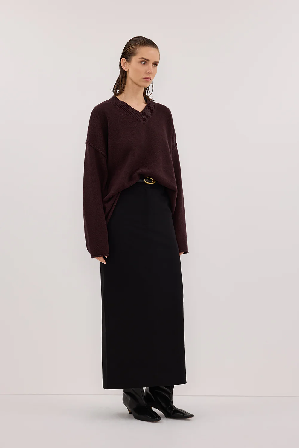 LIZA BLACK TAILORED MIDI SKIRT - Gamepaces