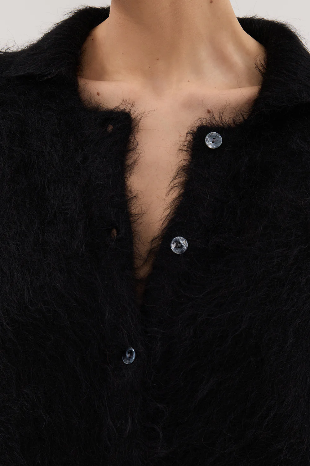 SALMA BLACK POLO NECK KNIT CARDIGAN - Gamepaces