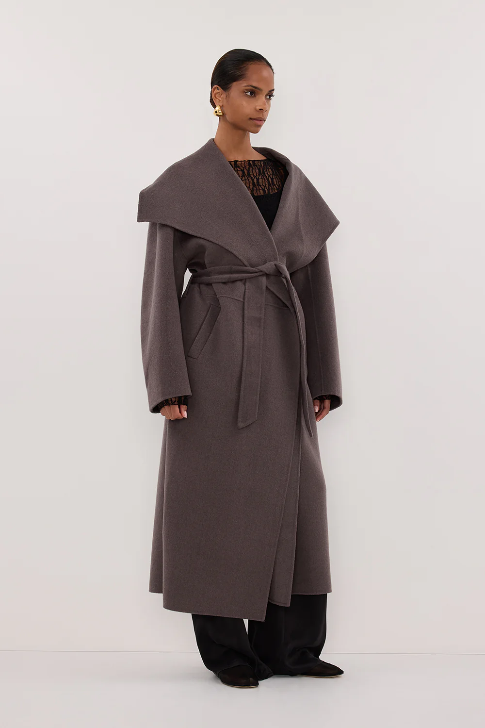 LUCIA TURKISH COFFEE OVERSIZED MARLE COAT - Gamepaces