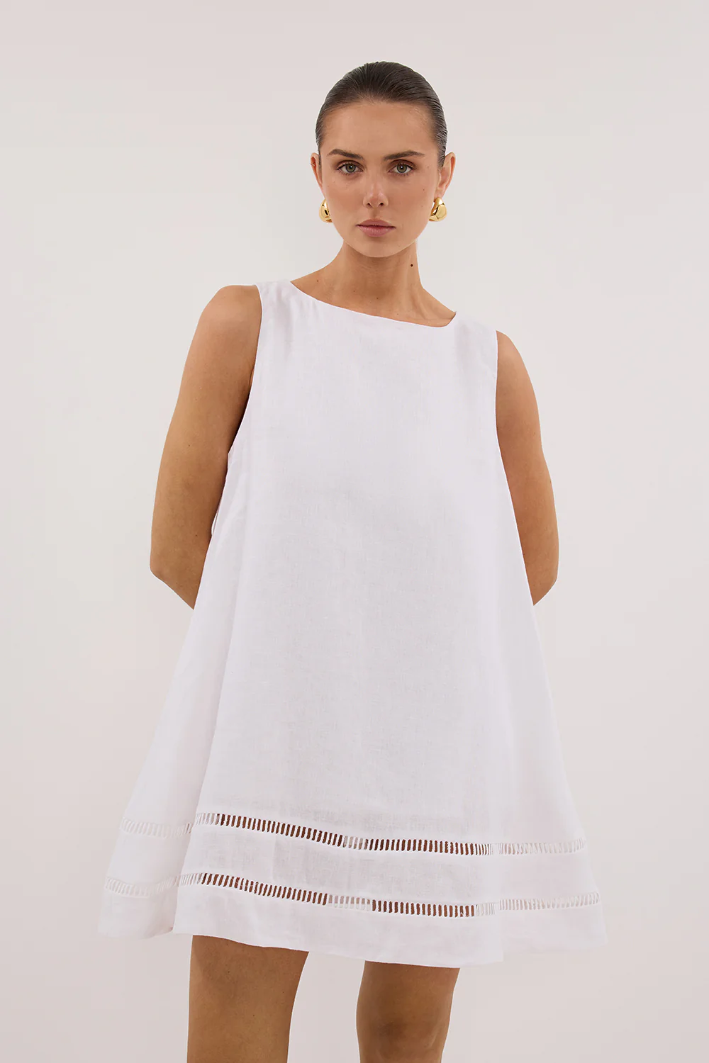 LINDSAY WHITE LINEN MINI DRESS - Gamepaces