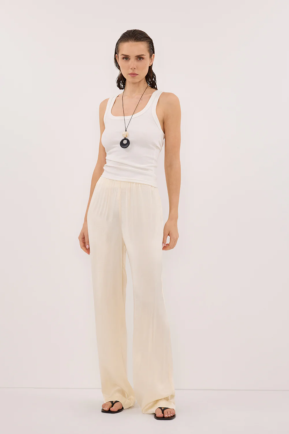 MONICA CREAM SATIN PANT - Gamepaces