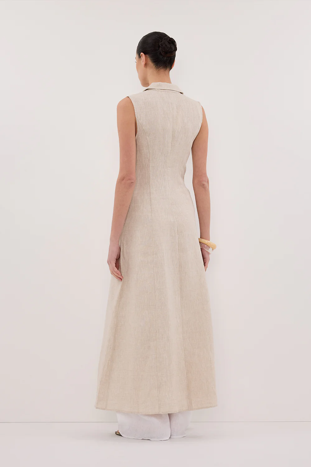 CORA NATURAL MIDI LINEN DRESS - Gamepaces