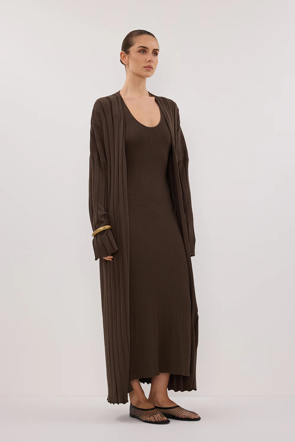 EVE DARK OLIVE KNIT MIDI CARDIGAN - Gamepaces