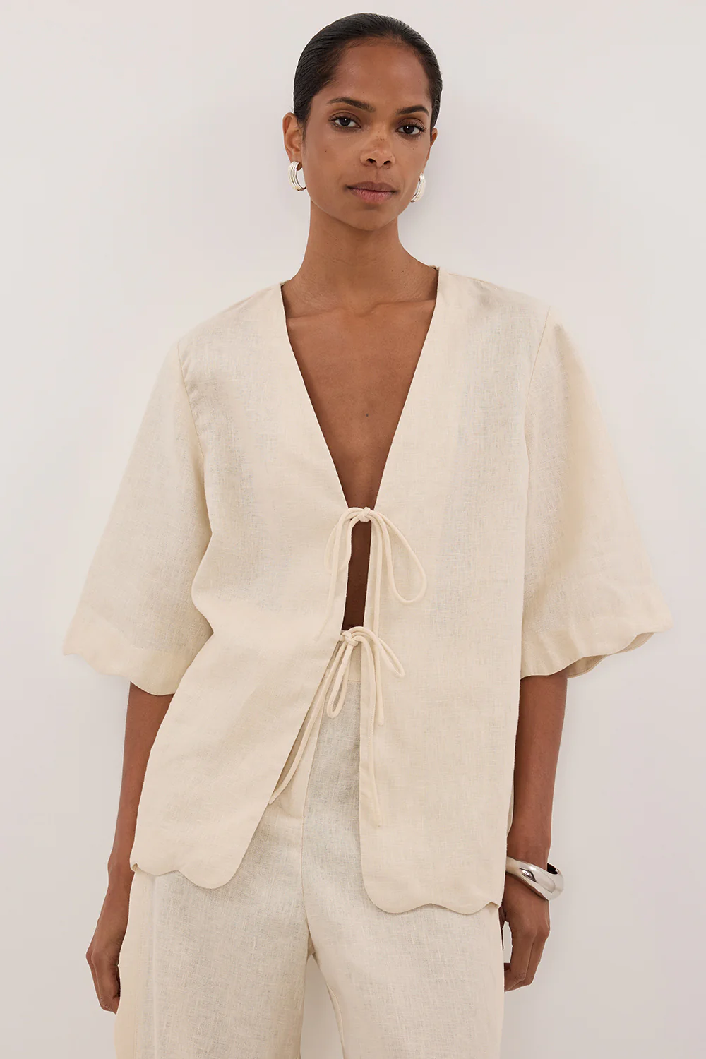 LELA SANDSTONE SHORT SLEEVE LINEN SHIRT - Gamepaces