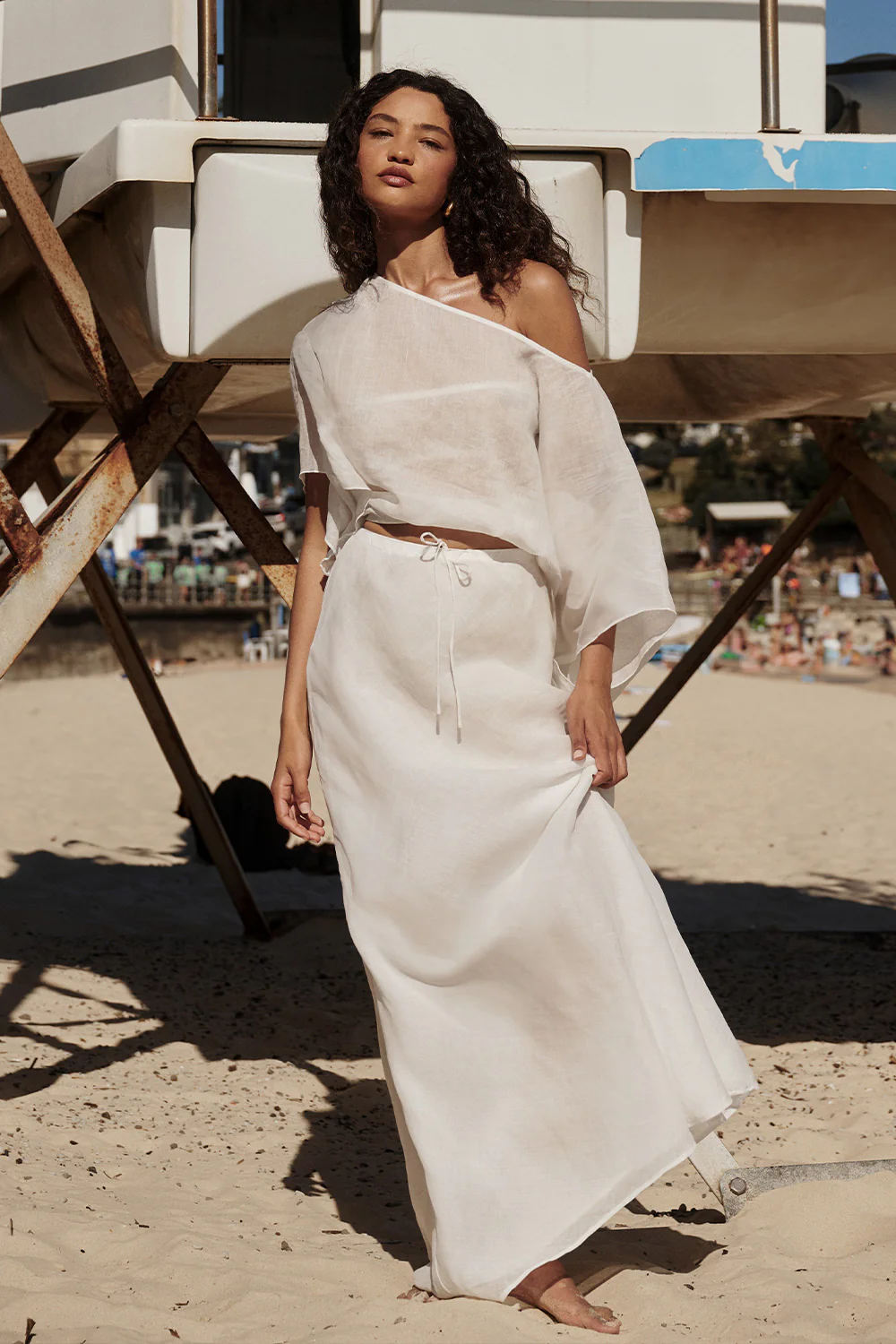 BRIANNE BATWING WHITE RAMIE TOP - Gamepaces