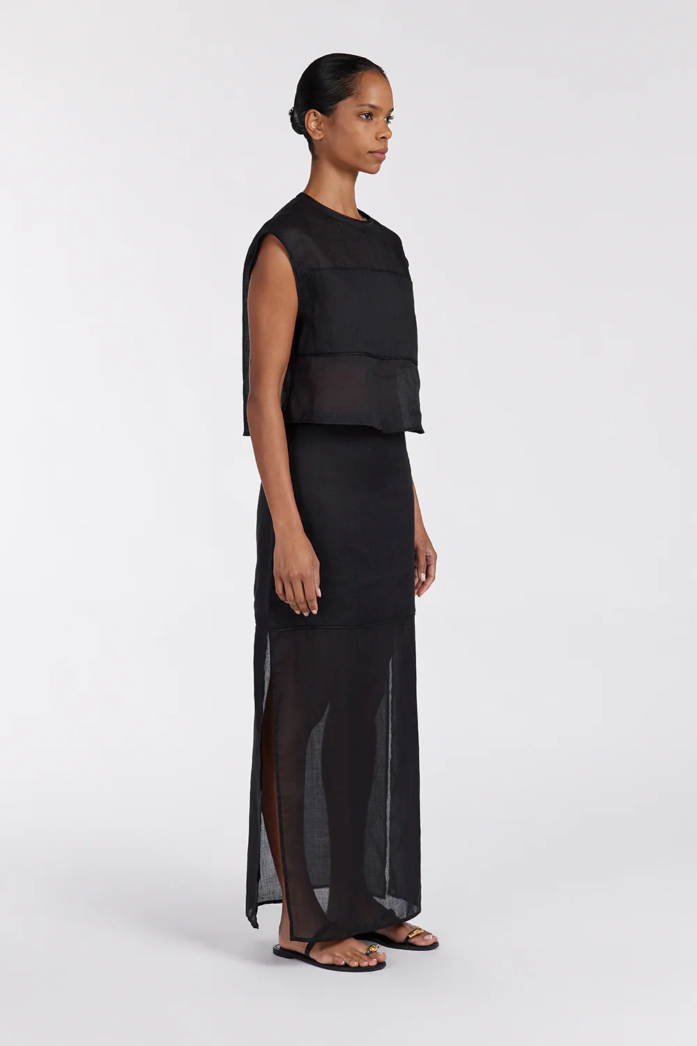 KAI BLACK RAMIE MIDI SKIRT - Gamepaces