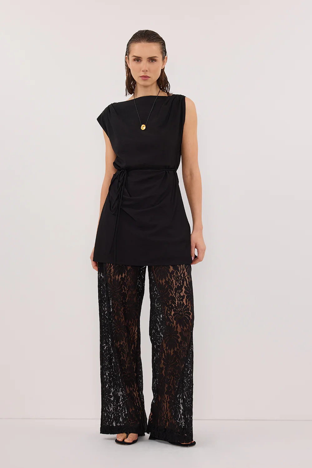 MARMO BLACK DRAPED MINI DRESS - Gamepaces