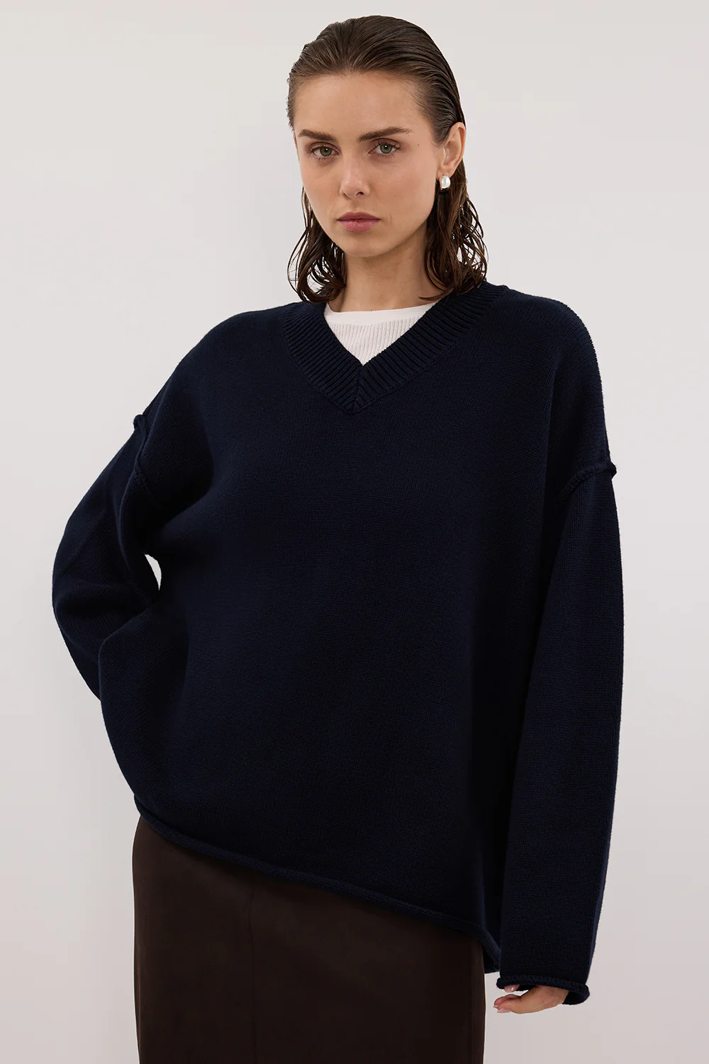 FLINT INK V NECK KNIT JUMPER - Gamepaces