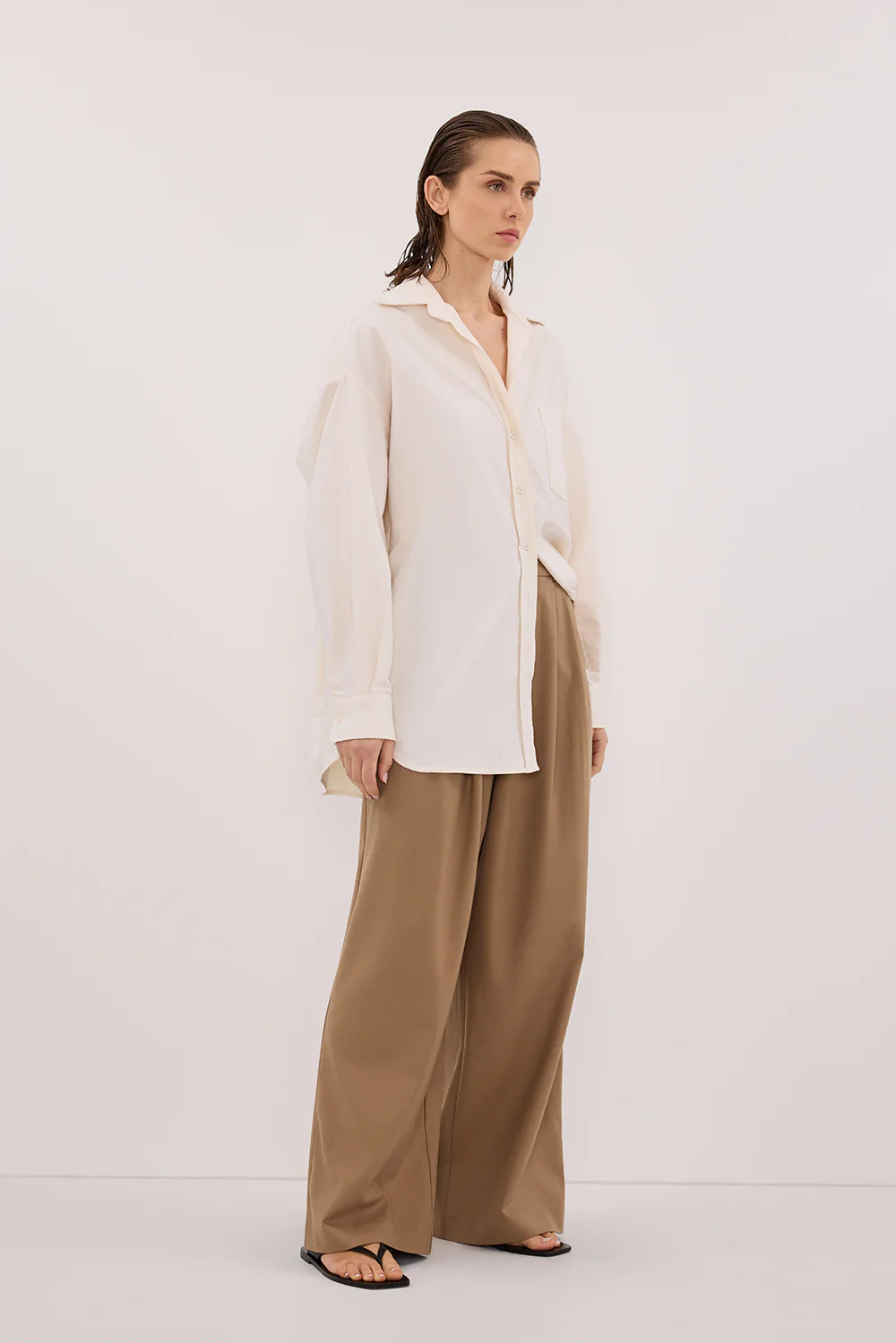 RHEA 2.0 CREAM OVERSIZED COTTON SHIRT - Gamepaces