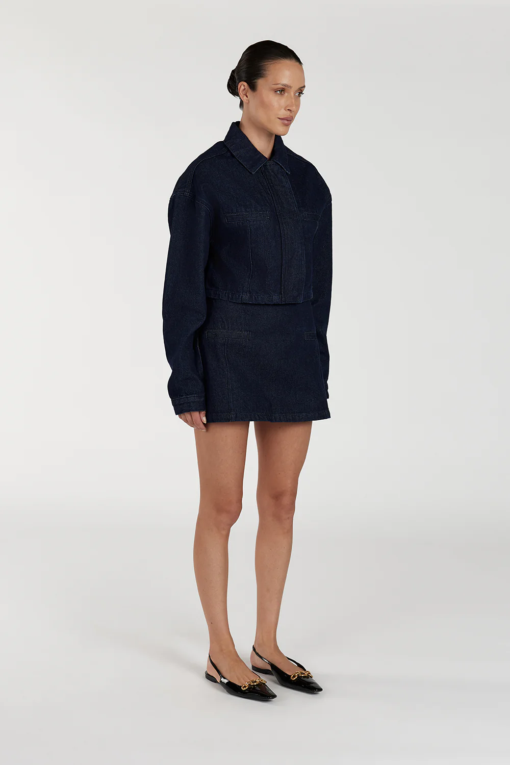 ALBERTA INDIGO TAILORED DENIM SKIRT - Gamepaces