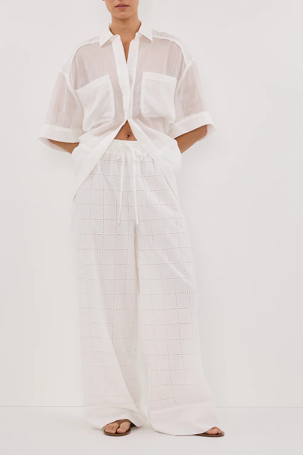 OWEN WHITE BRODERIE PANT - Gamepaces