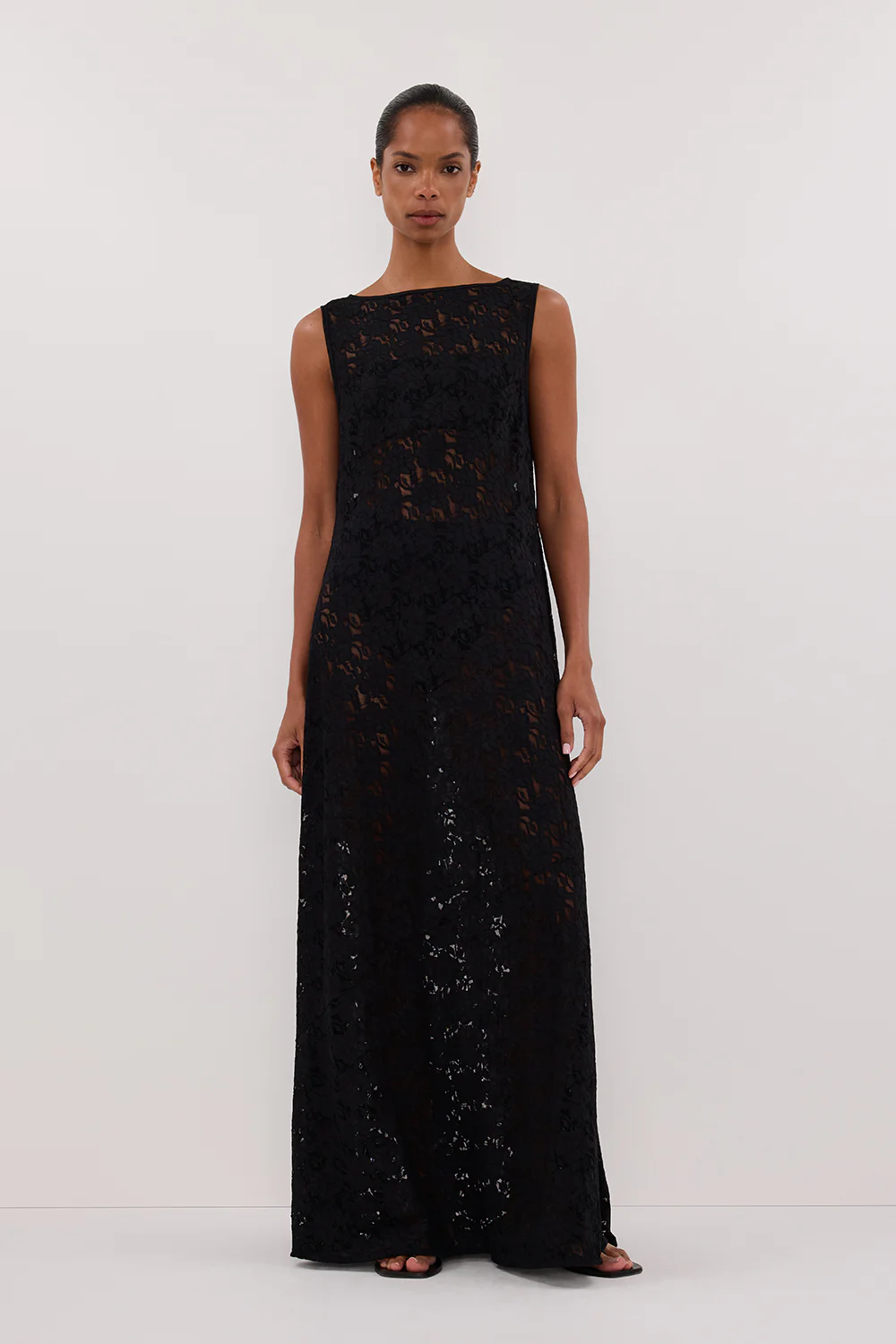 LOULA BLACK LACE MIDI DRESS - Gamepaces