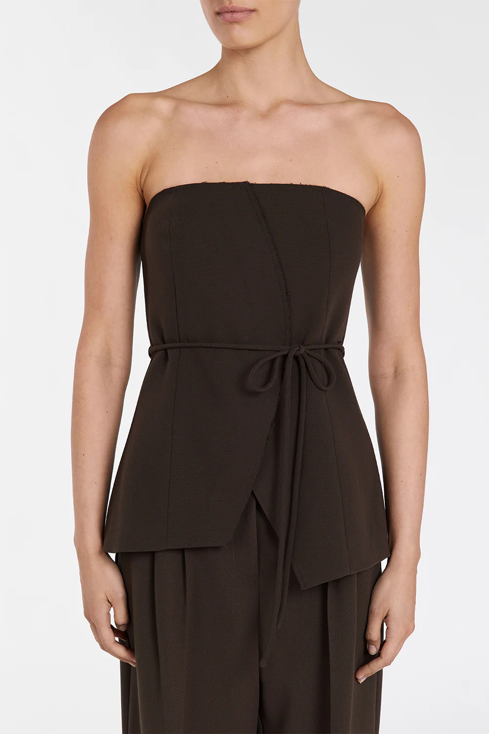 JULIE BITTER CHOC STRAPLESS TOP - Gamepaces