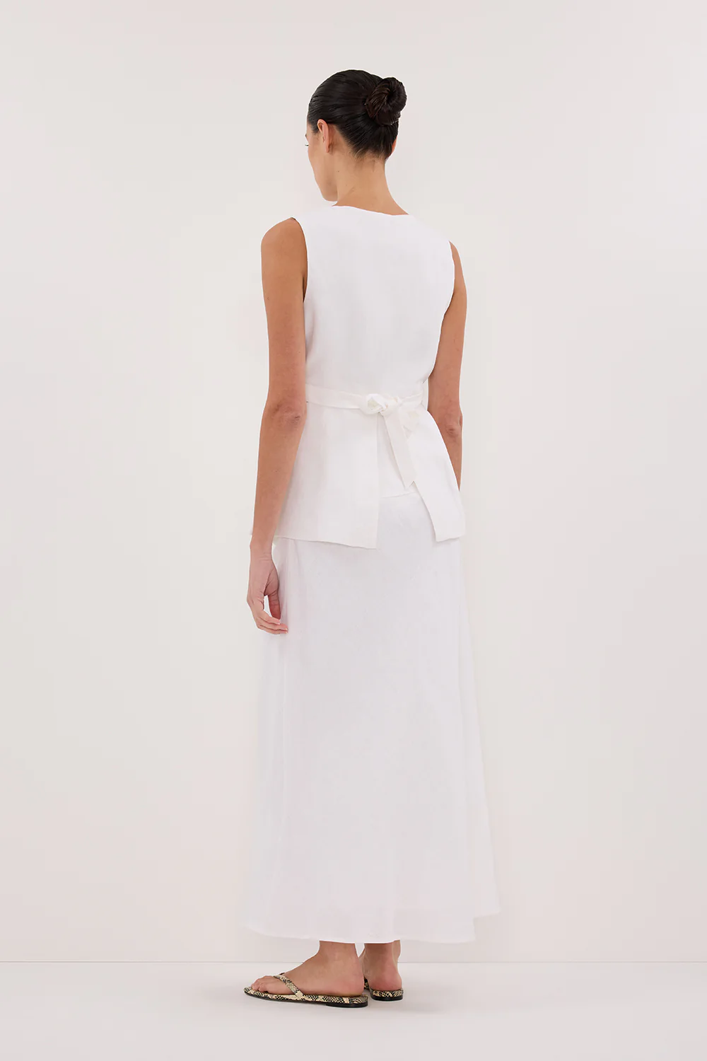 TYRA WHITE LINEN MIDI SKIRT - Gamepaces