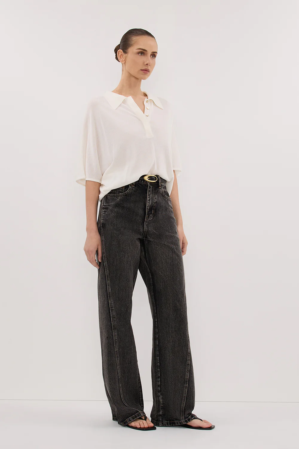 ELI CREAM POLO KNIT TOP - Gamepaces