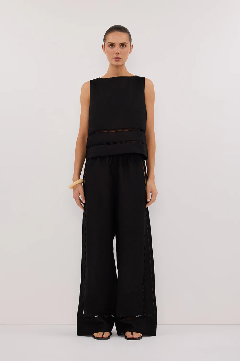 LINDSAY BLACK LINEN BOXY TOP - Gamepaces