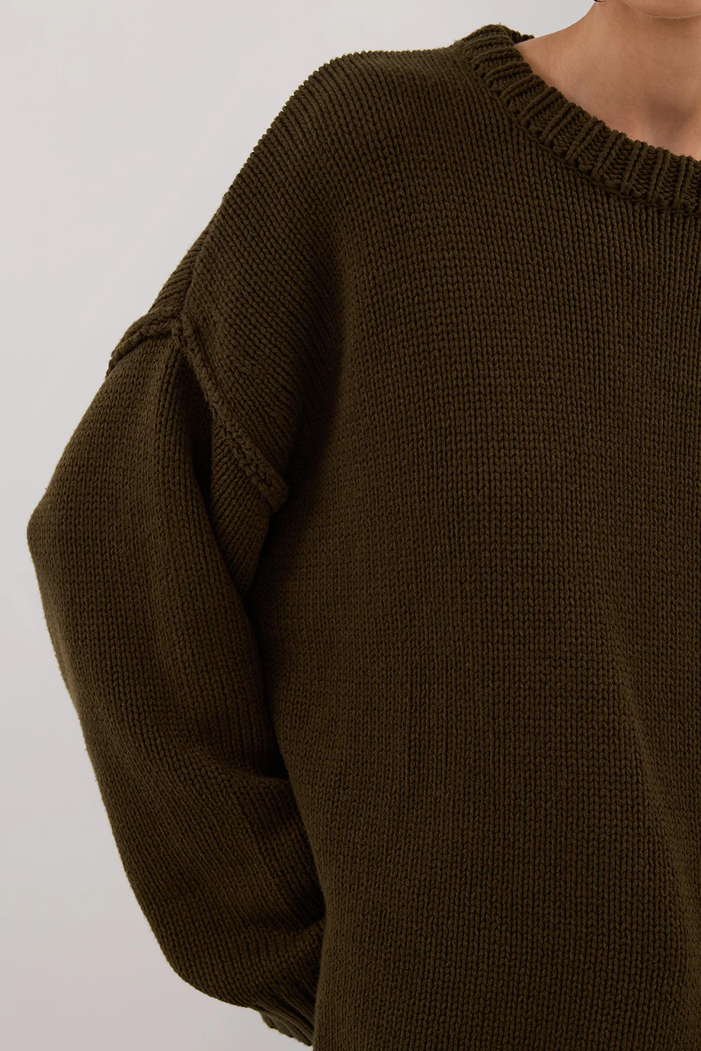 ROY OLIVE OVERSIZED LONGLINE KNIT JUMPER - Gamepaces