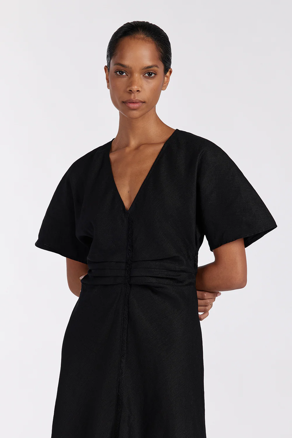 ZAHARA BLACK  FRINGING MIDI DRESS - Gamepaces