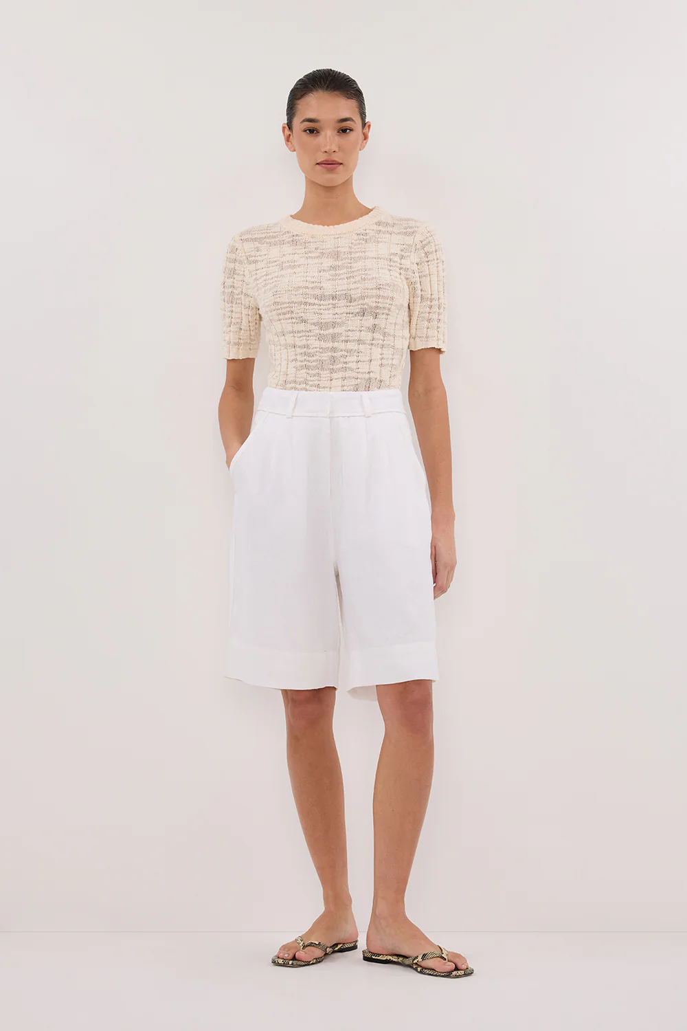 CIA NATURAL CAP SLEEVE KNIT TEE - Gamepaces