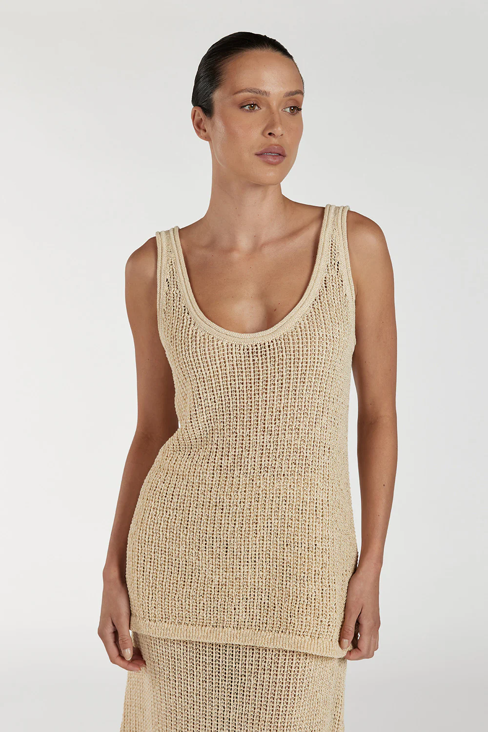 MARGOT WHEAT SCOOP CROCHET TANK - Gamepaces