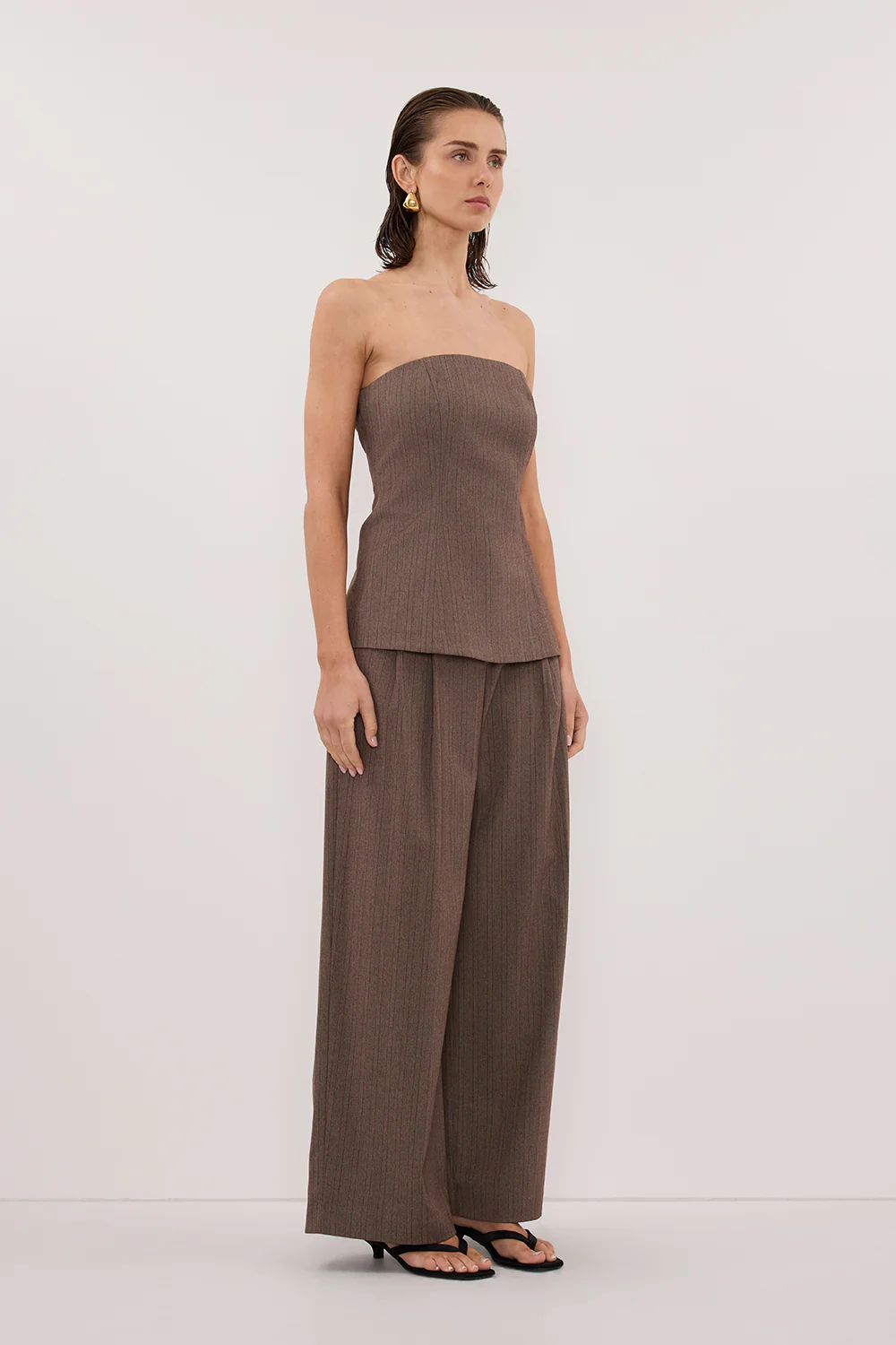 HAILEY CHOC STRAPLESS STRIPE BUSTIER TOP - Gamepaces