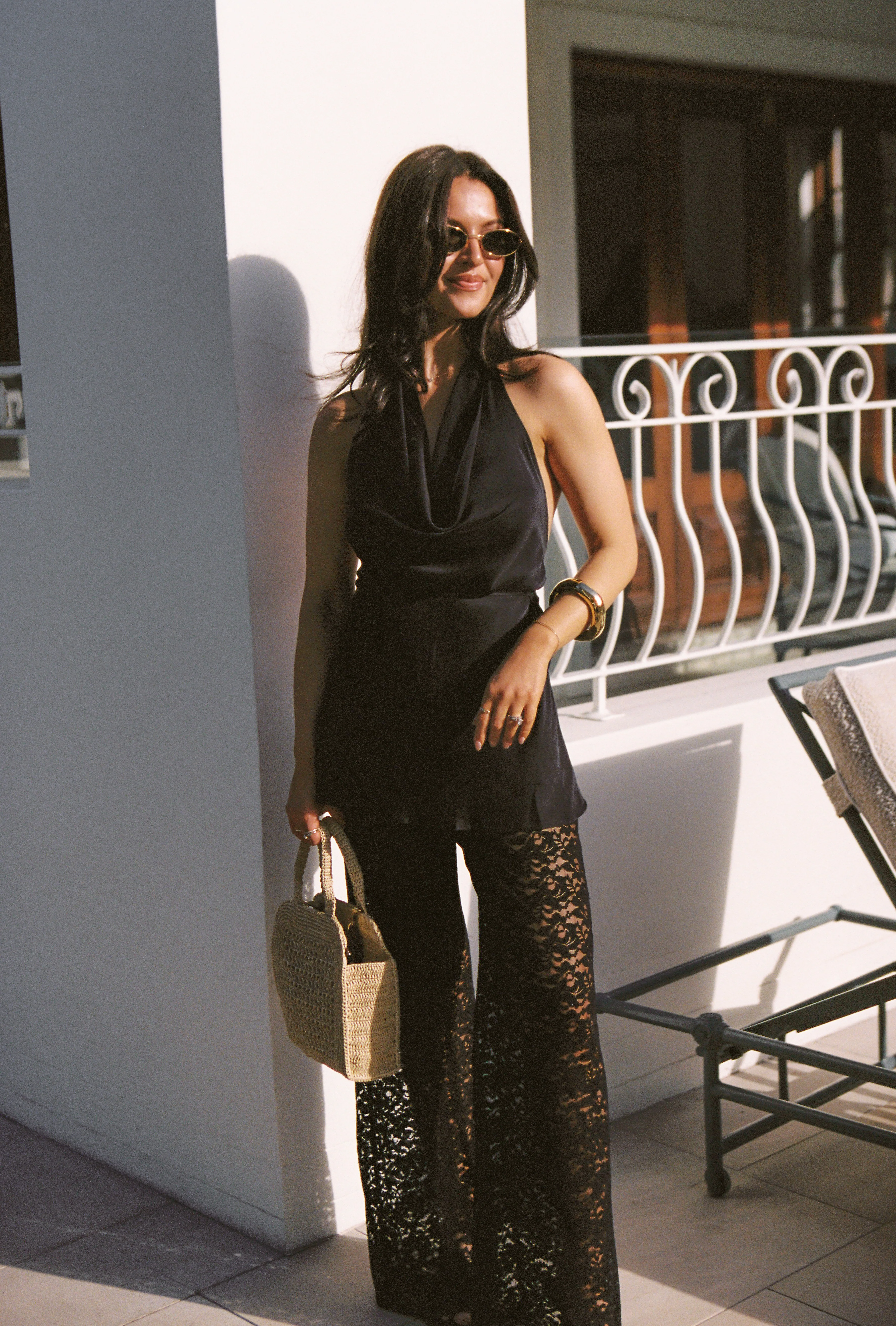 CARLENE BLACK SILK COWL NECK TOP - Gamepaces