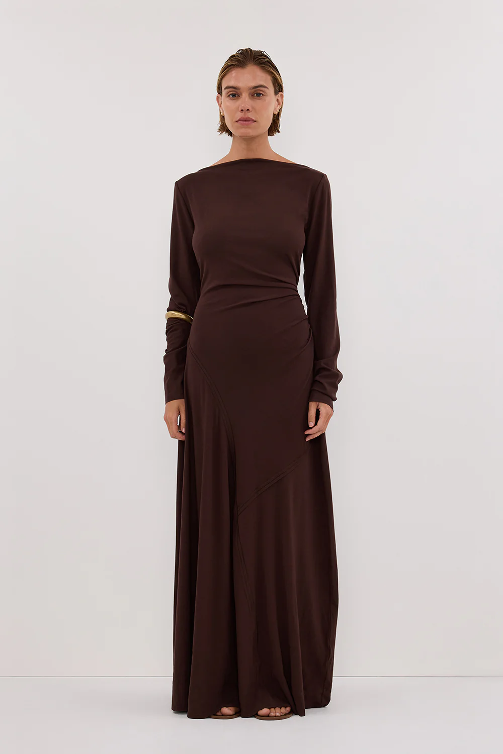 HADLEY CHOC LONG SLEEVE KNIT MAXI DRESS - Gamepaces