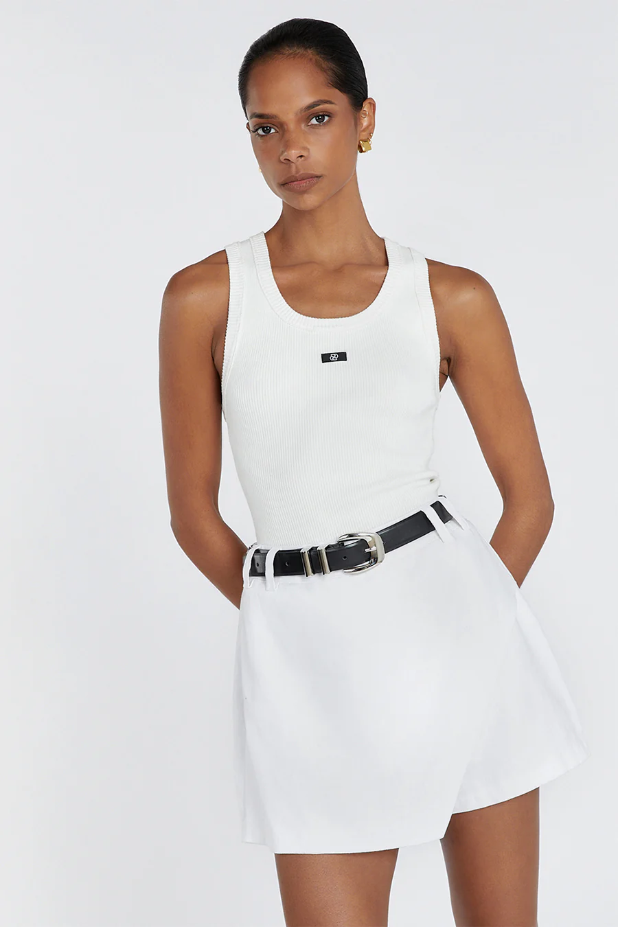 ASTER WHITE LINEN SKORT - Gamepaces
