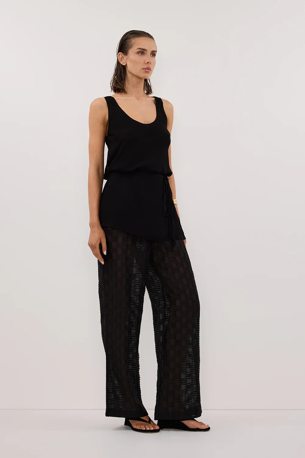 ELBA BLACK SHEER CHECK PANTS - Gamepaces