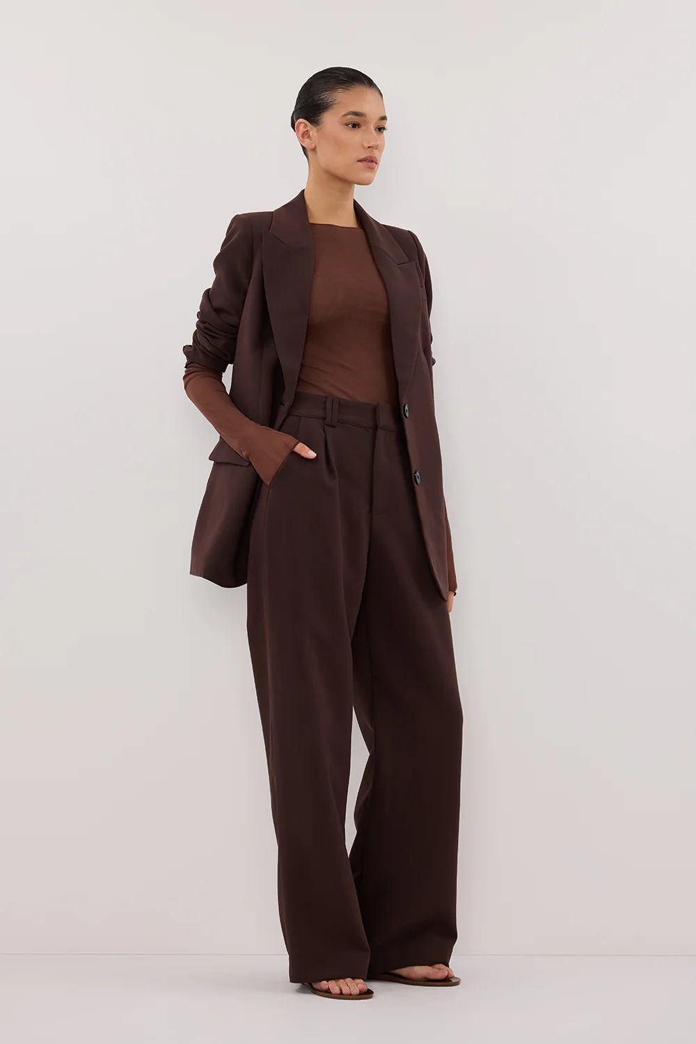 NYRA CHOC LONG SLEEVE MESH TOP - Gamepaces