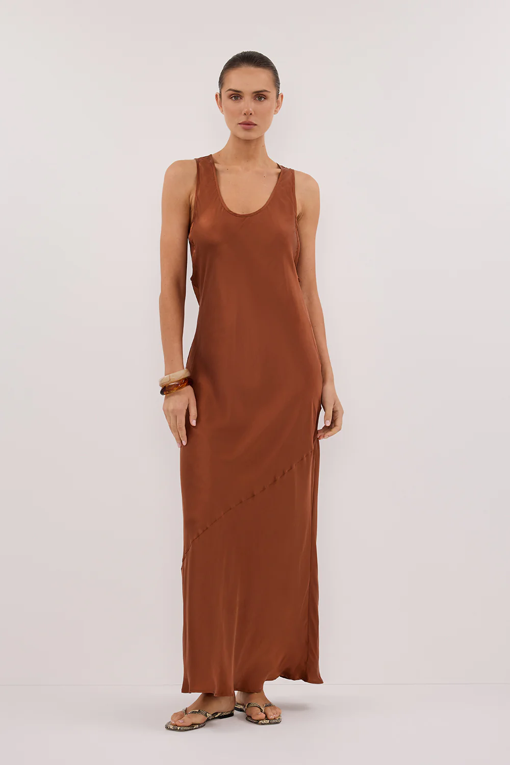 DARCY RUST SILK MAXI DRESS - Gamepaces