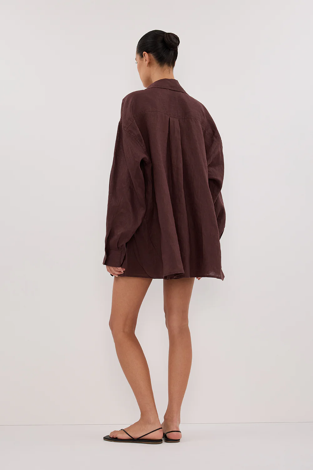 LUNE WALNUT OVERSIZED LINEN SHIRT - Gamepaces