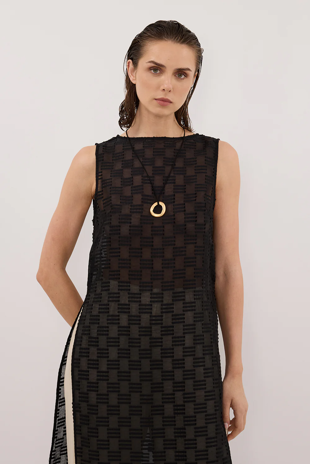 ELBA BLACK SHEER TUNIC TOP - Gamepaces