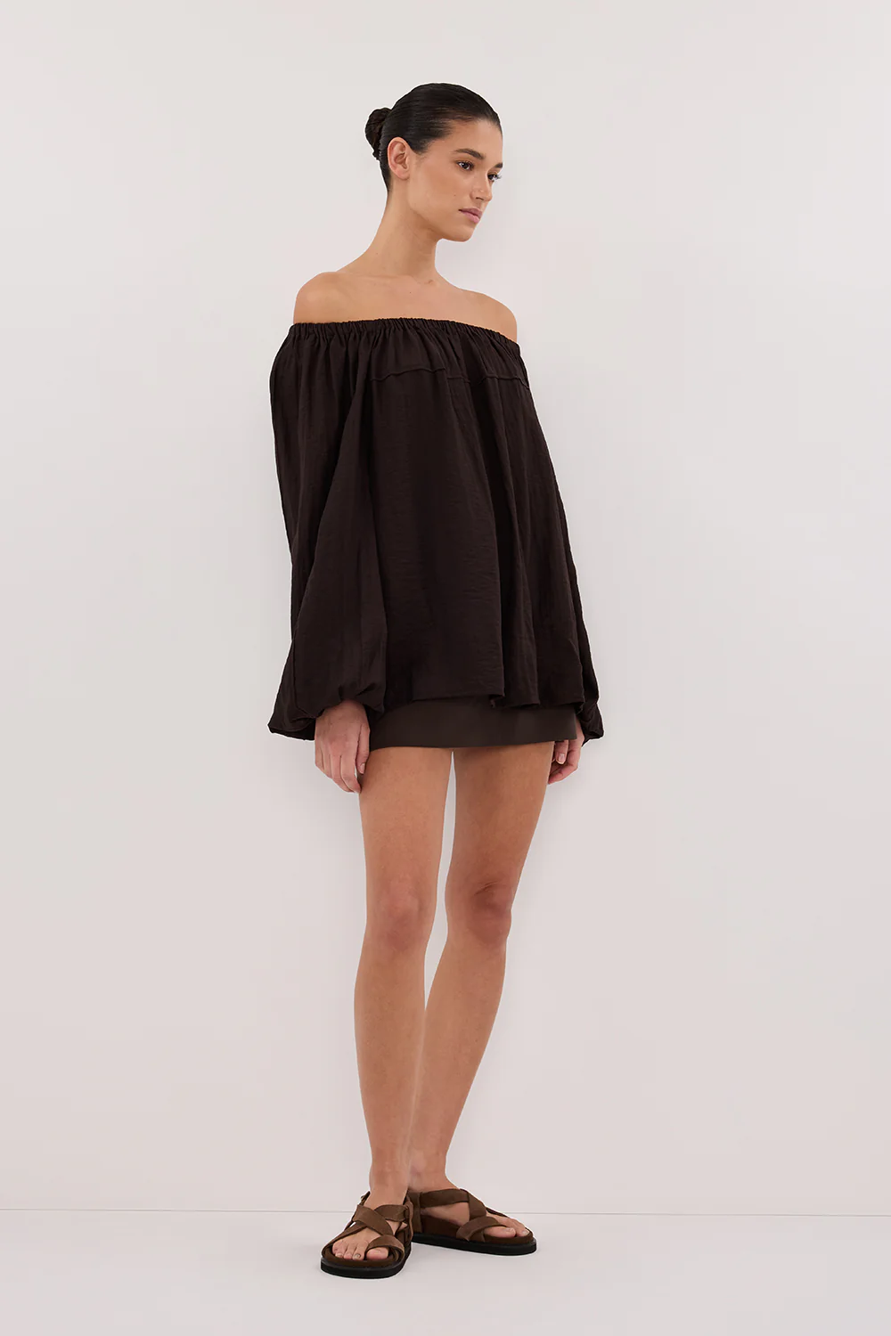 SHANIYA BITTER CHOC LONG SLEEVE TOP - Gamepaces